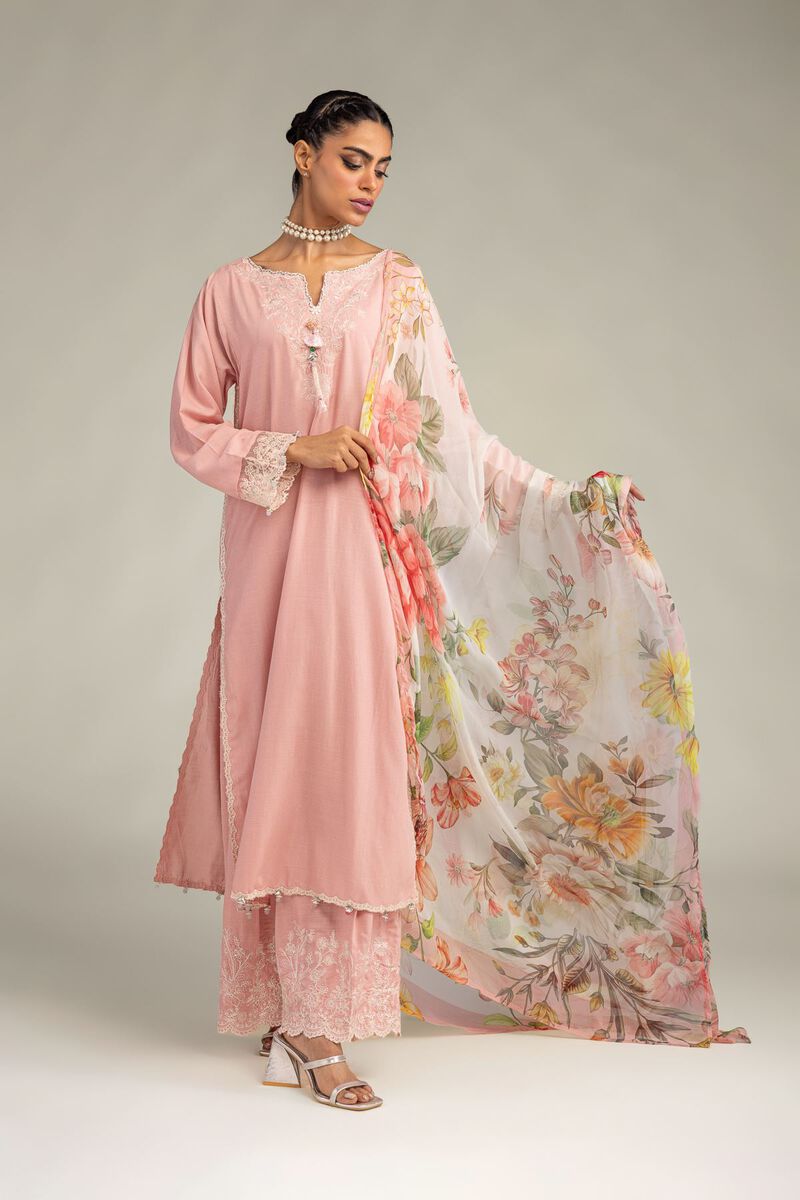 Embroidered | Mesuri | Pink Floral Dupatta | USD 30.00