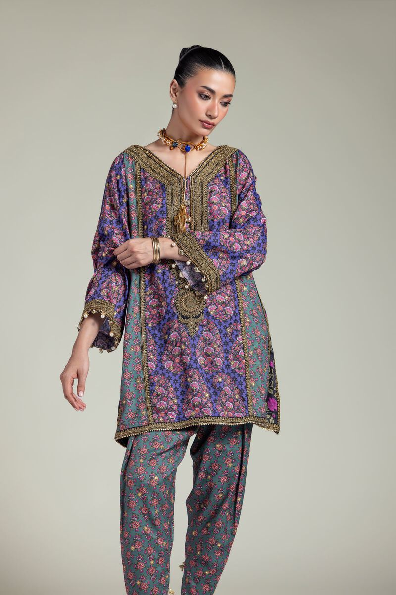 Embroidered | Raw Silk | Floral Co-ord Set | USD 125.00