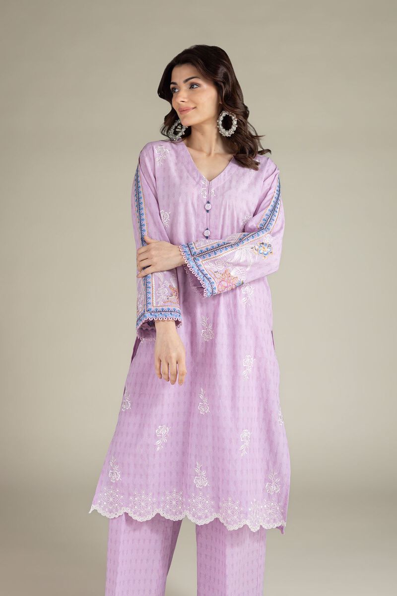 Embroidered | Cotton Dobby | Lavendar Tailored Set | USD 65.00