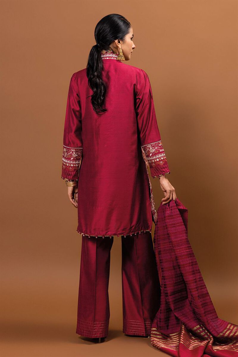 Embroidered | Dull Raw Silk | Fabrics 3 Piece | null