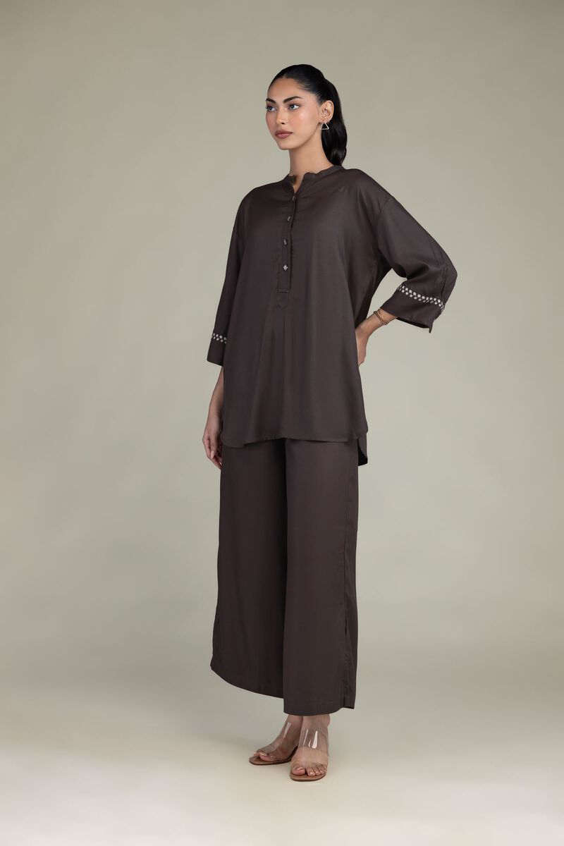 Embroidered | Viscose Crepe | Brown Viscose Shirt | USD 35.00