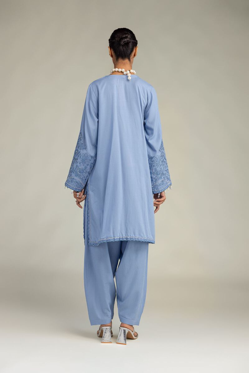 Embroidered | Raw Silk | Light Blue Kurta | USD 65.00