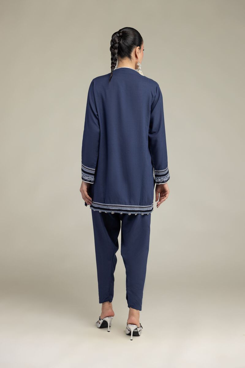 Embroidered | Raw Silk | Floral V-Neck Kurta | USD 55.00