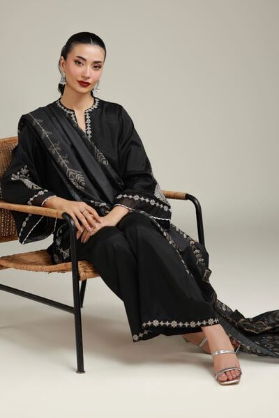 Embroidered | Raw Silk | Black Silk Kurta | USD 55.00