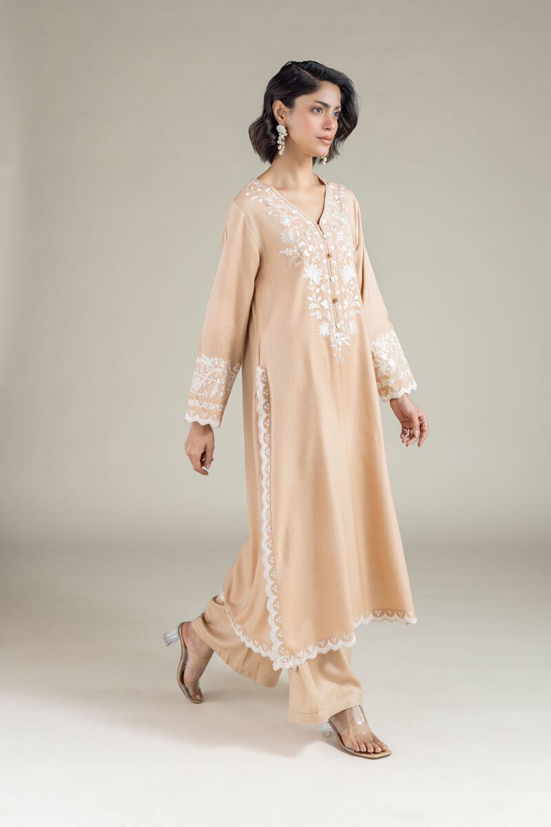 Embroidered | Heavy Blended Viscose | Floral Longline Kurta | USD 45.00