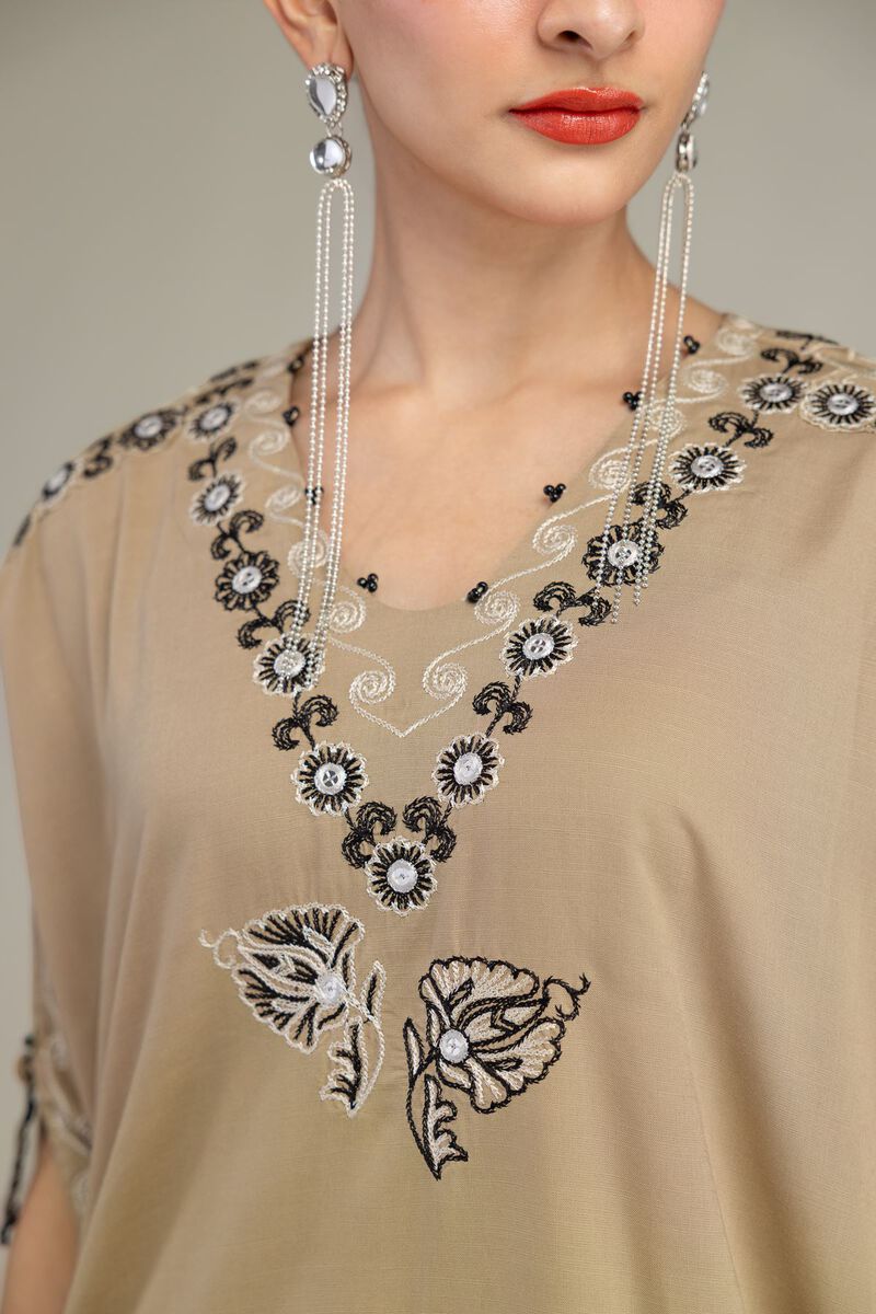 Embroidered | Raw Silk | Beige Silk Kurta | USD 55.00