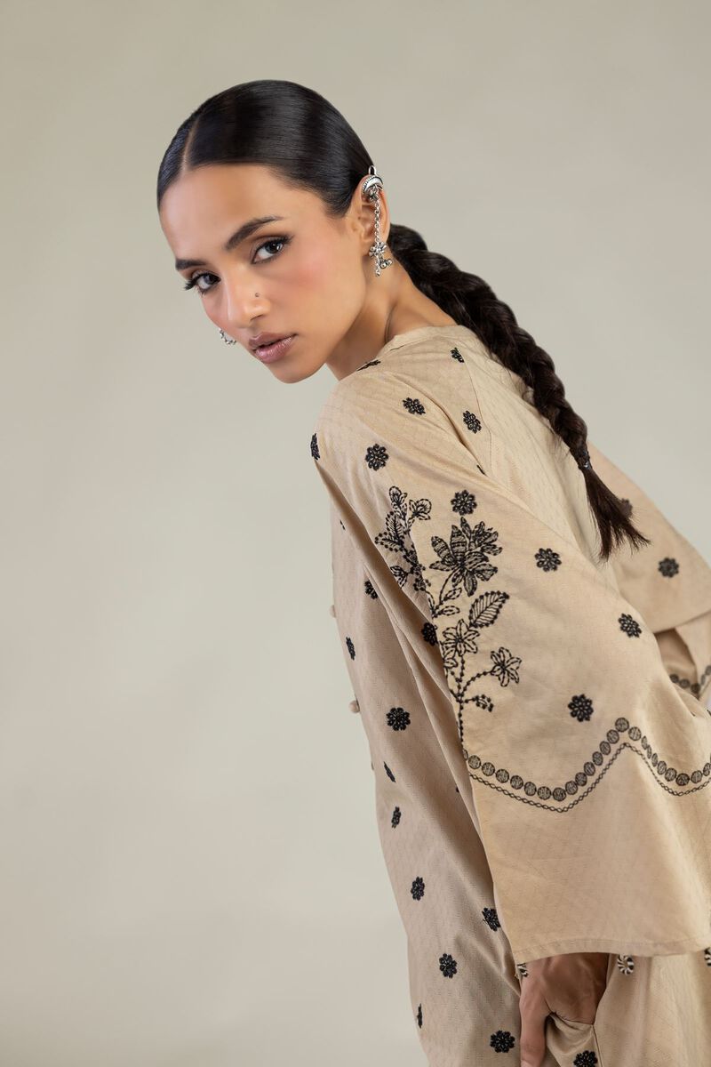 Embroidered | Cotton Dobby | Beige Cotton Kurta | USD 55.00