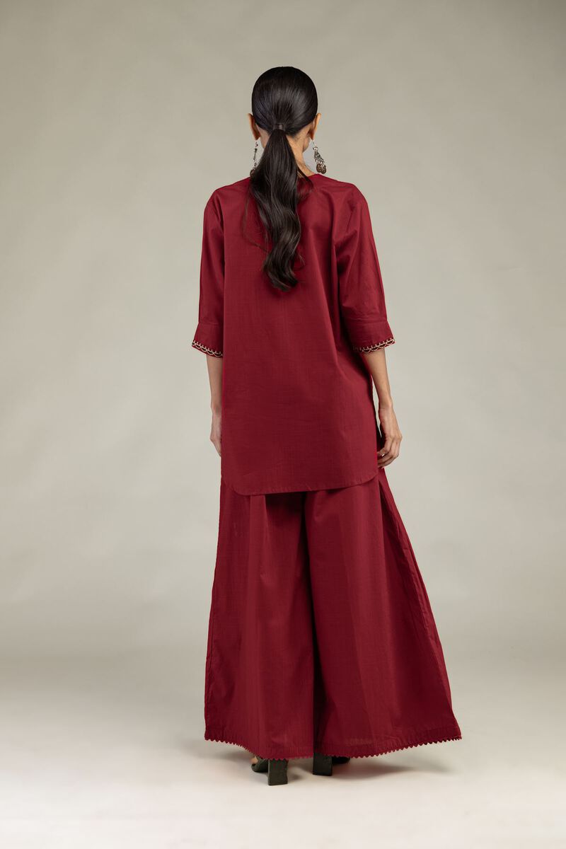 Textured Cotton | Embroidered | V-Neck Cotton Kurta | USD 35.00