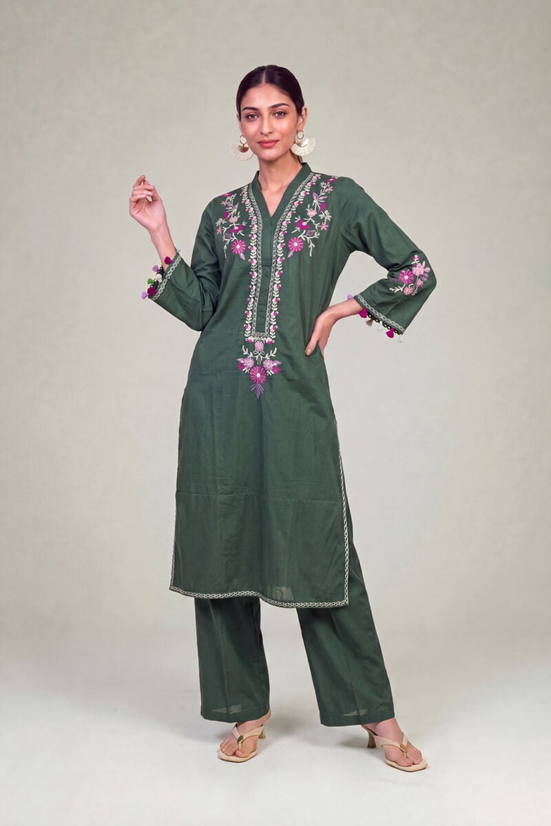 Embroidered | Cambric | Solid Green Shalwar | USD 30.00