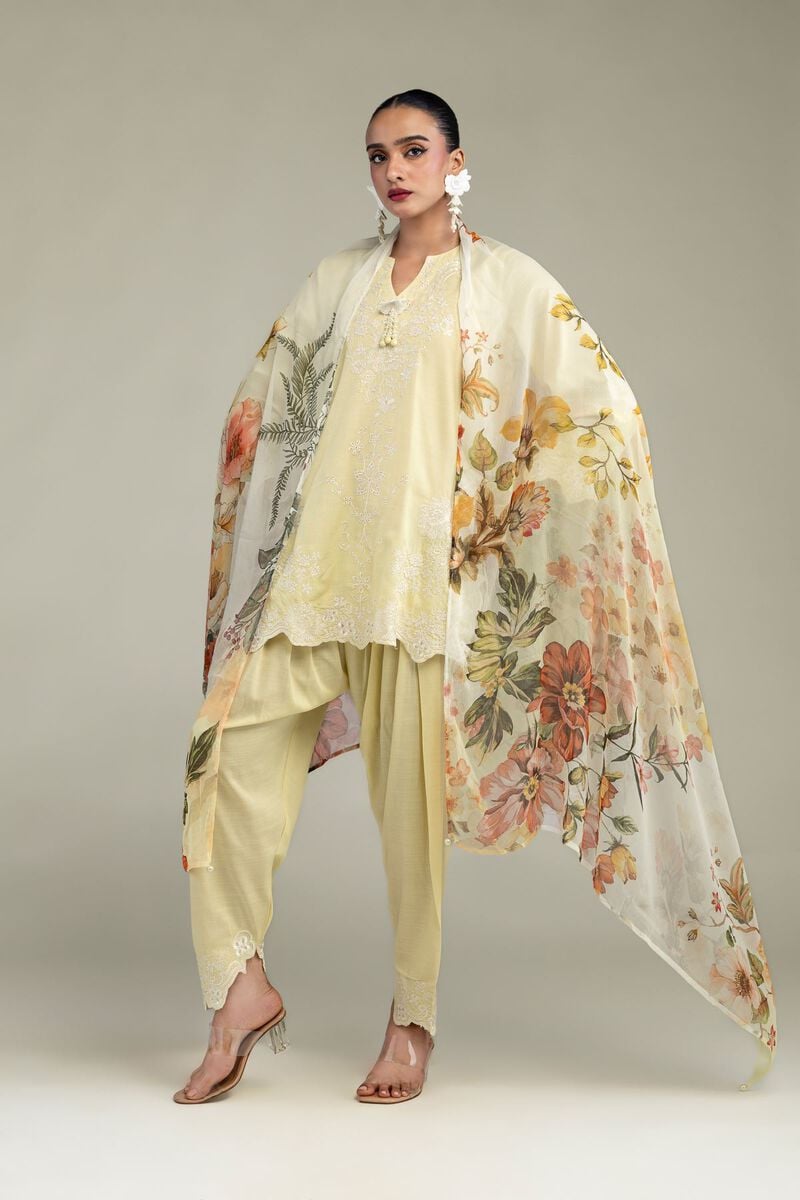 Embroidered | Chiffon | Yellow Chiffon Dupatta | USD 30.00