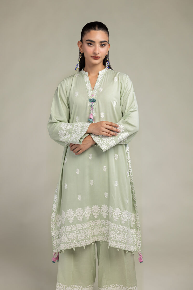 Embroidered | Raw Silk | Floral Silk Kurta | USD 65.00