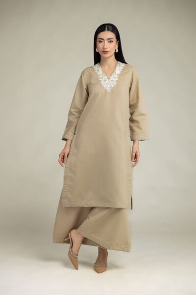 Embroidered | Mesuri | Beige Mesuri Pants | USD 30.00