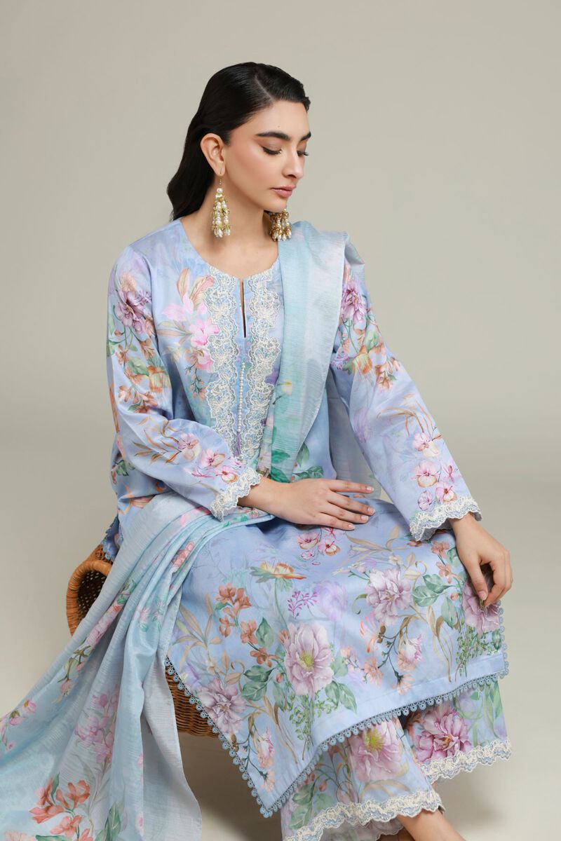 Printed | Satin | Tailored 3 Piece | USD 75.00