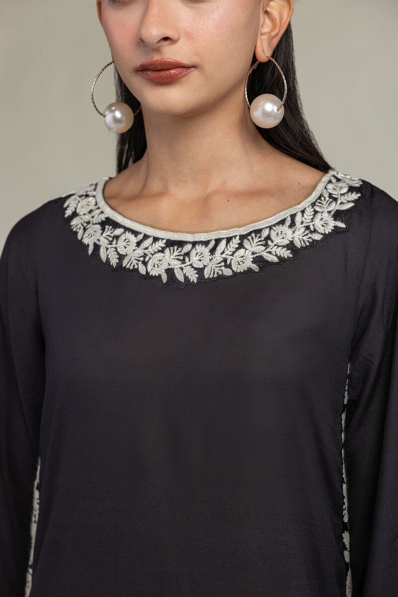 Embroidered | Raw Silk | Black Silk Kurta | USD 65.00