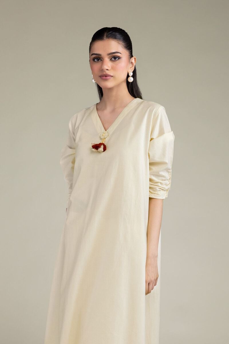 Dyed | Textured Cotton Viscose | Long Cotton Kurta | USD 35.00