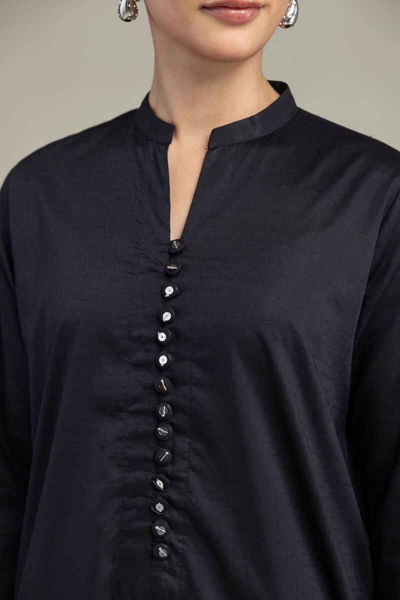 Embroidered | Textured Cotton Viscose | Black Cotton Kurta | USD 35.00