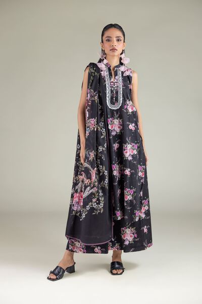 Embroidered | Cambric | Relaxed Floral Pants | USD 30.00