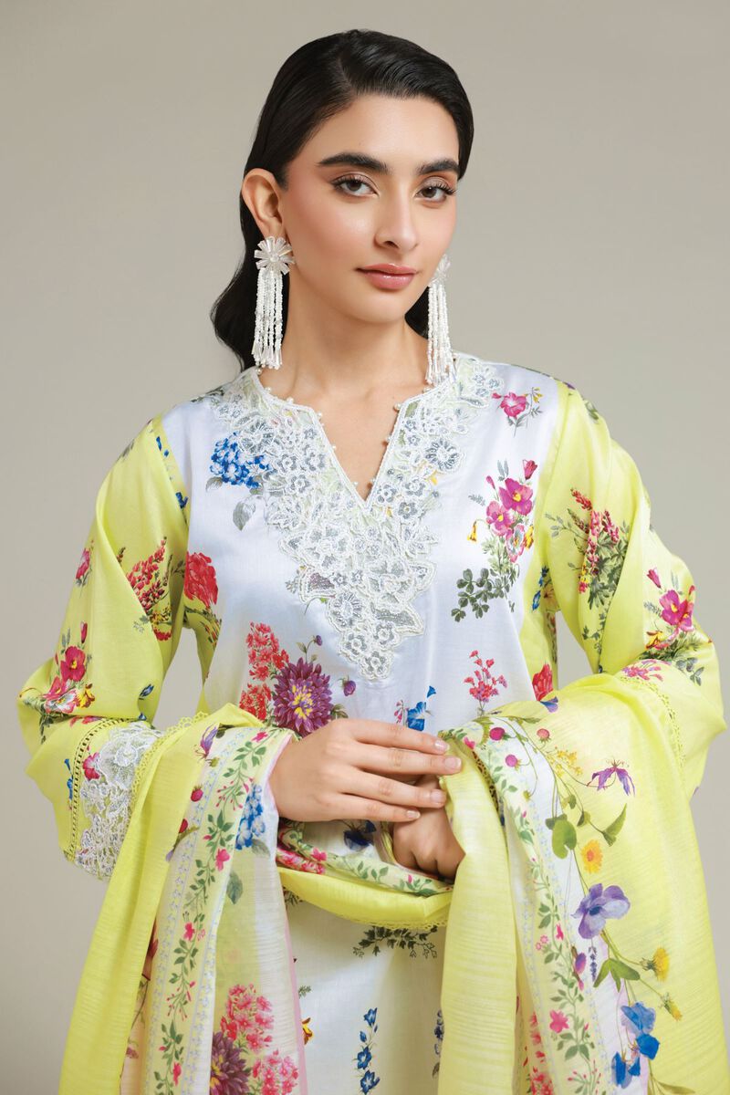 Printed | Satin | Tailored 3 Piece | USD 75.00