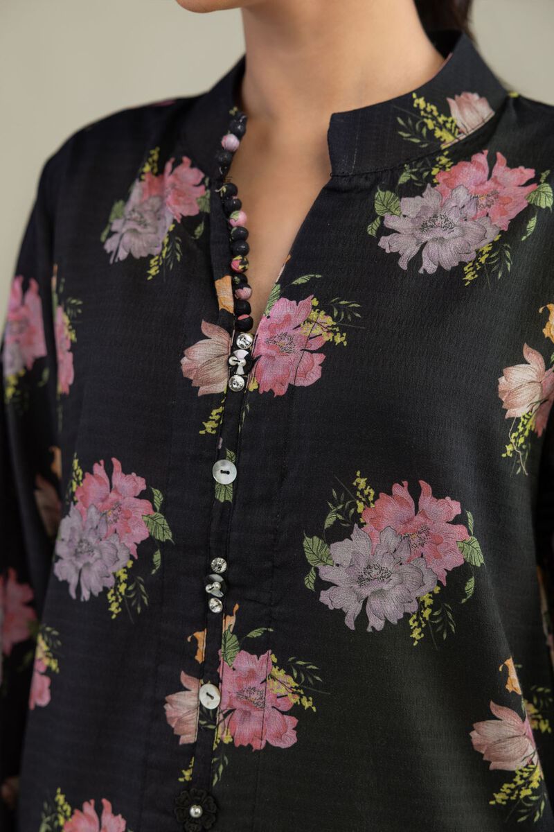 Printed | Cotton Dobby | Black Floral Kurta | USD 30.00