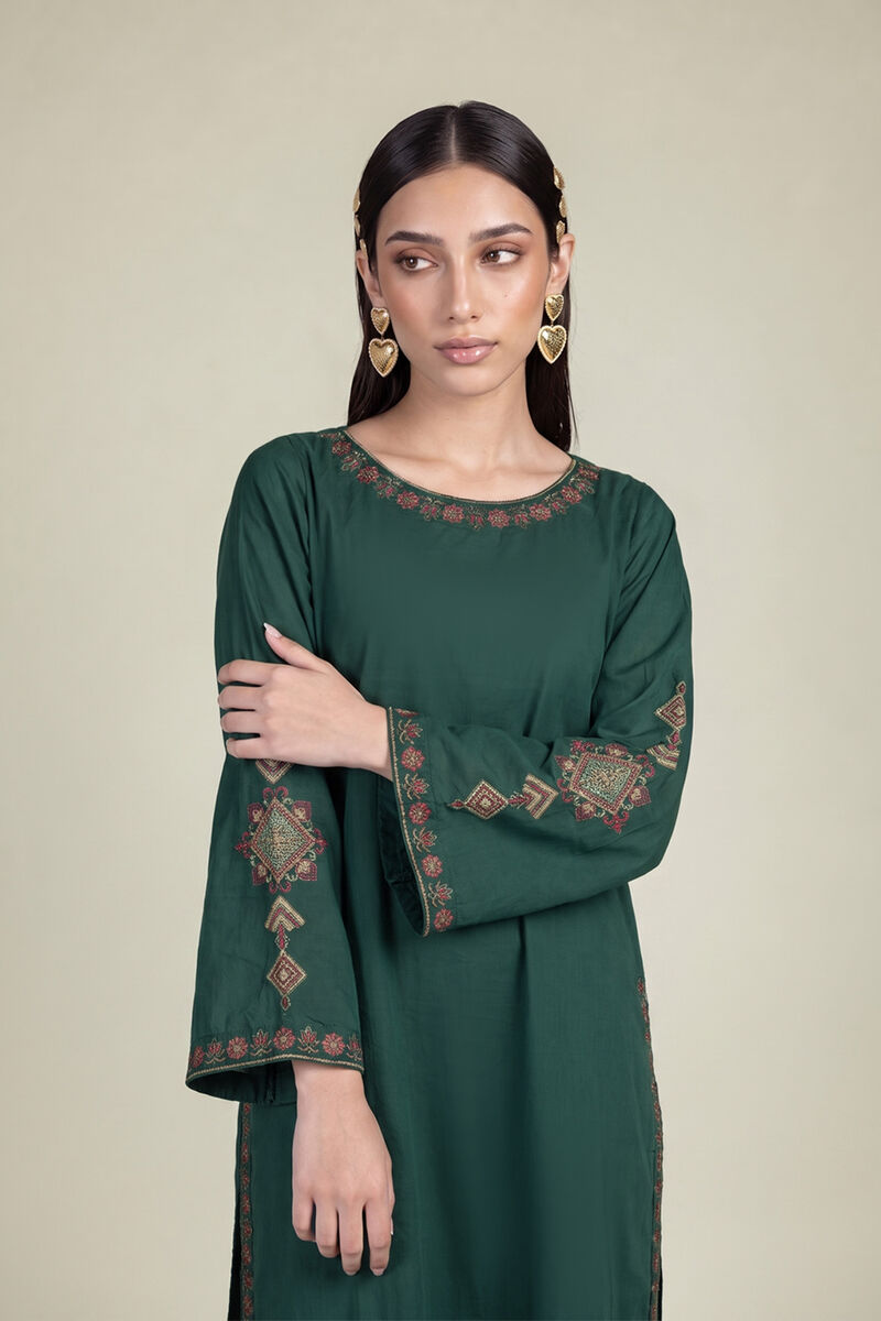 Embroidered | Cambric | Green Cambric Kurta | USD 40.00