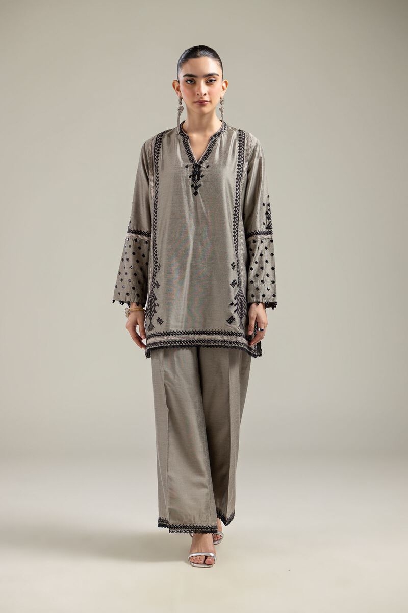 Raw Silk | Gray Silk Kurta | USD 55.00
