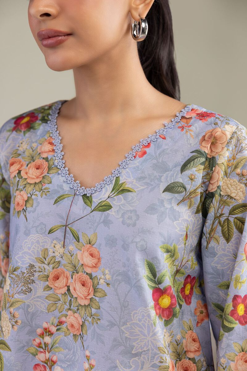 Printed | Cotton Dobby | Blue Floral Kurta | USD 35.00