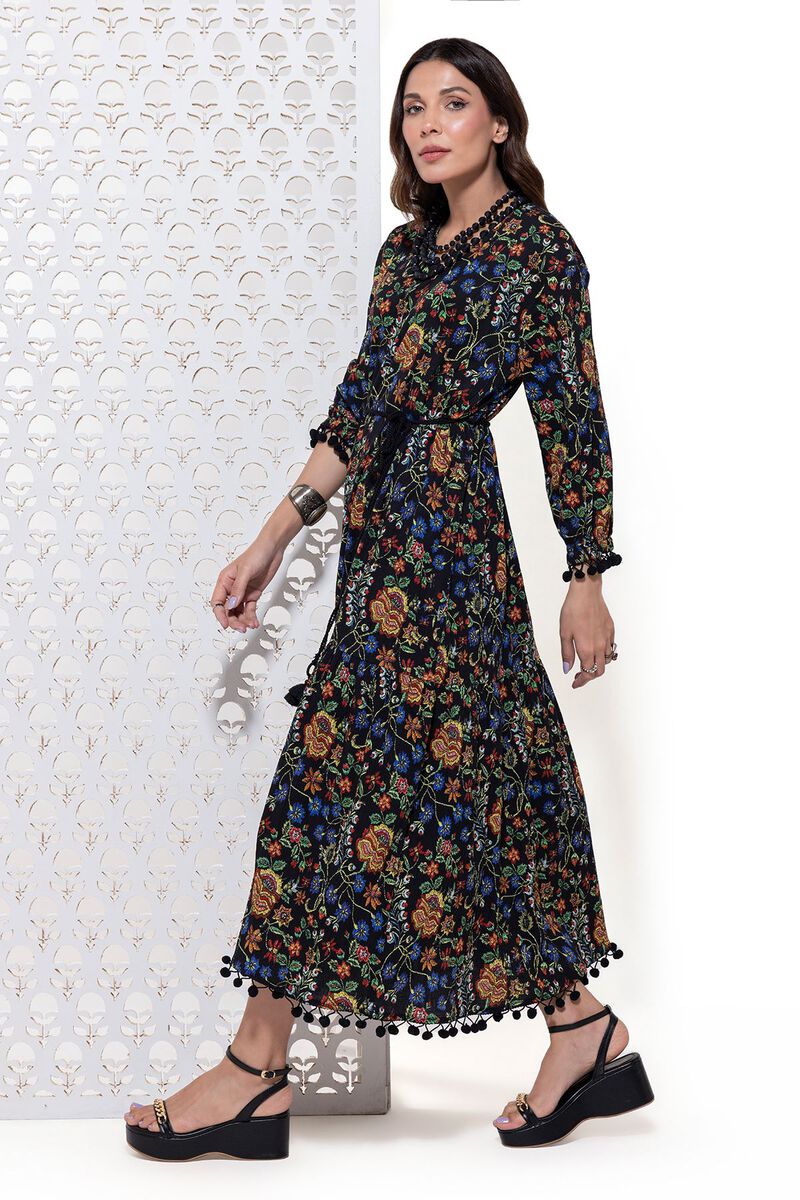 Printed | Ripple Crinkle | Maxi Dress | null