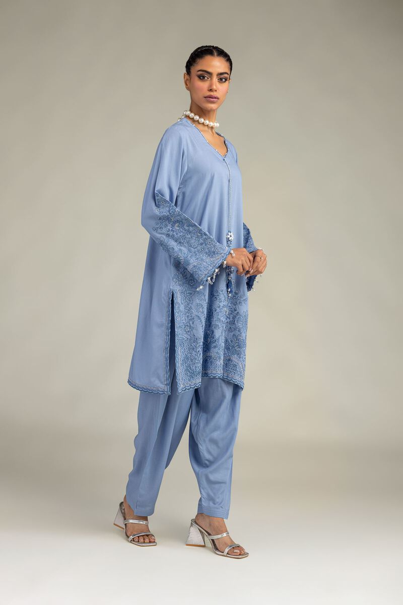 Embroidered | Raw Silk | Light Blue Kurta | USD 65.00