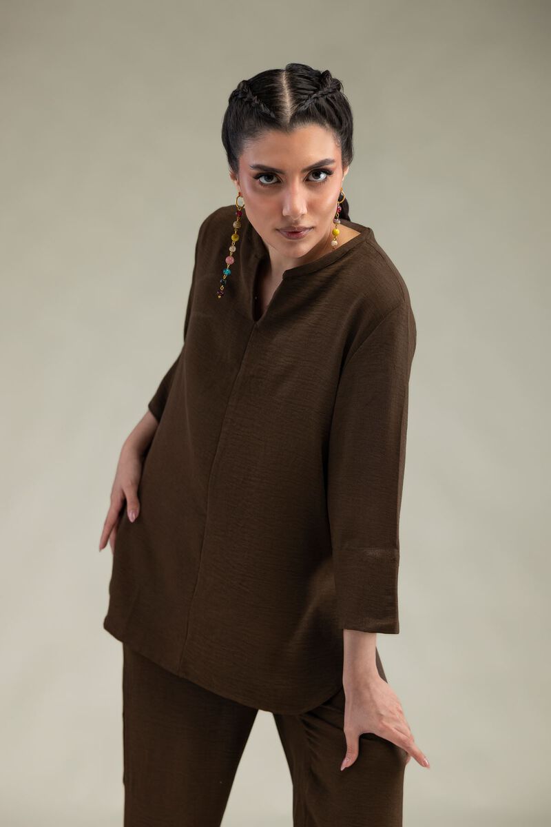 Dyed | Crepe Georgette | Solid V-Neck Tunic | USD 40.00