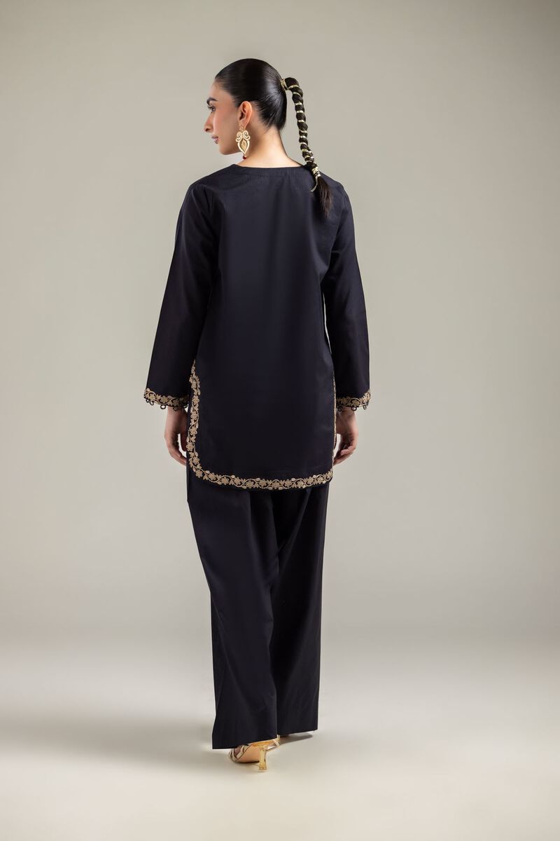 Embroidered |Cotton Dobby | Black Cotton Kurta | USD 40.00
