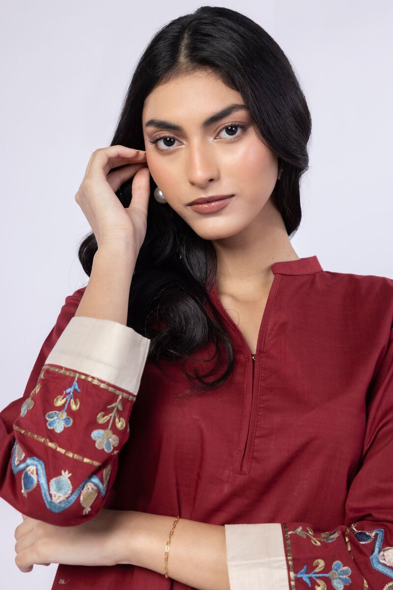Embroidered | Crosshatch Poplin | Kurta | USD 15.00