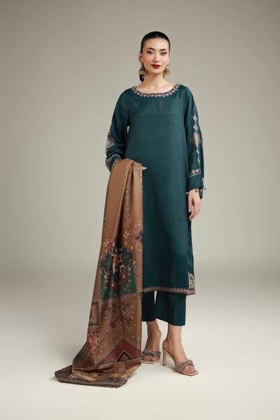 Embroidered | Raw Silk | Silk Straight Pants | USD 35.00