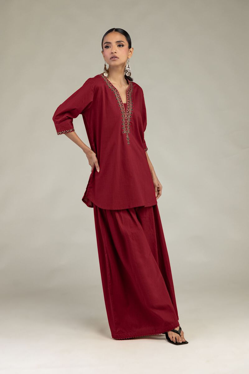 Textured Cotton | Embroidered | Cotton Solid Pants | USD 30.00