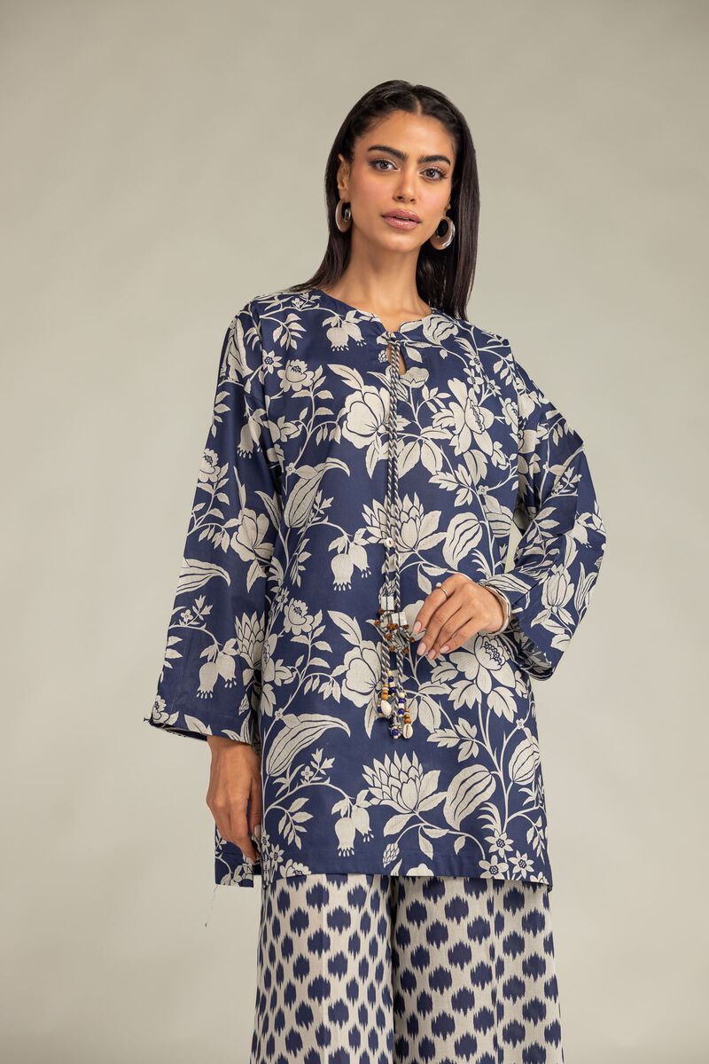 Printed | Cambric | Floral Navy Kurta | USD 35.00