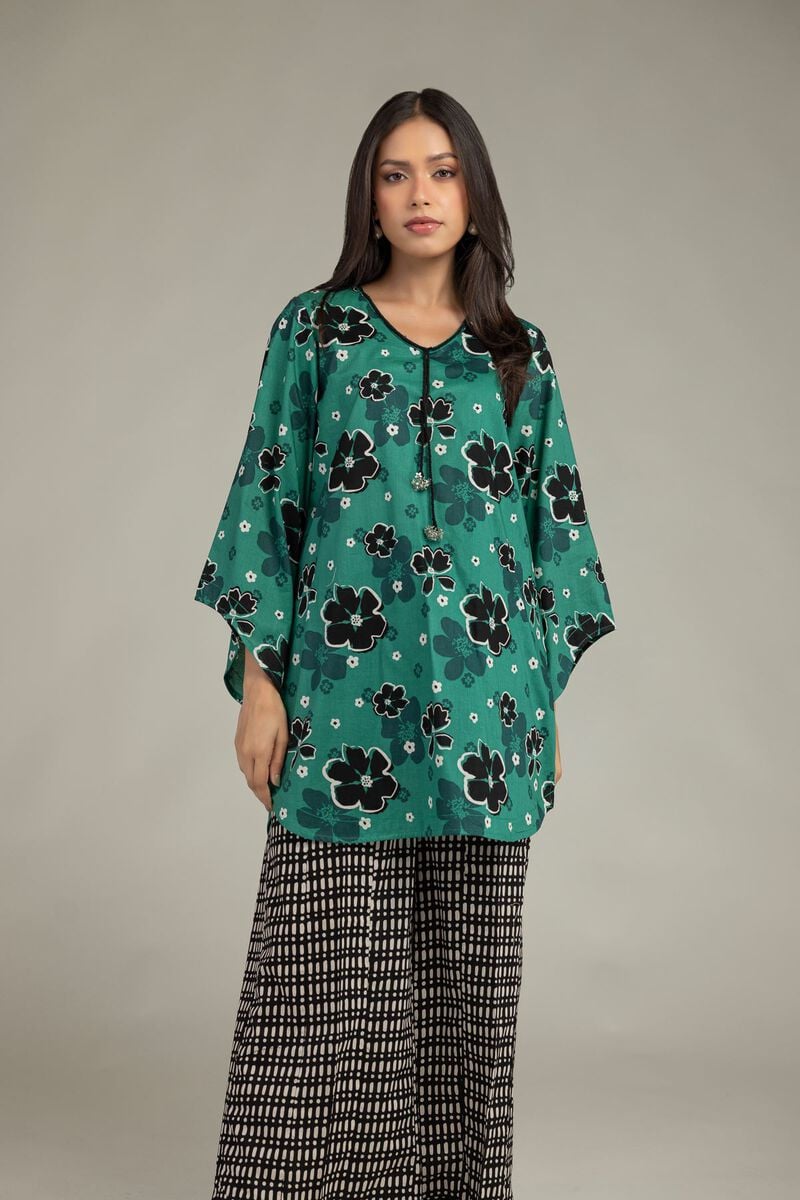 Printed | Cambric | Floral Green Kurta | USD 35.00