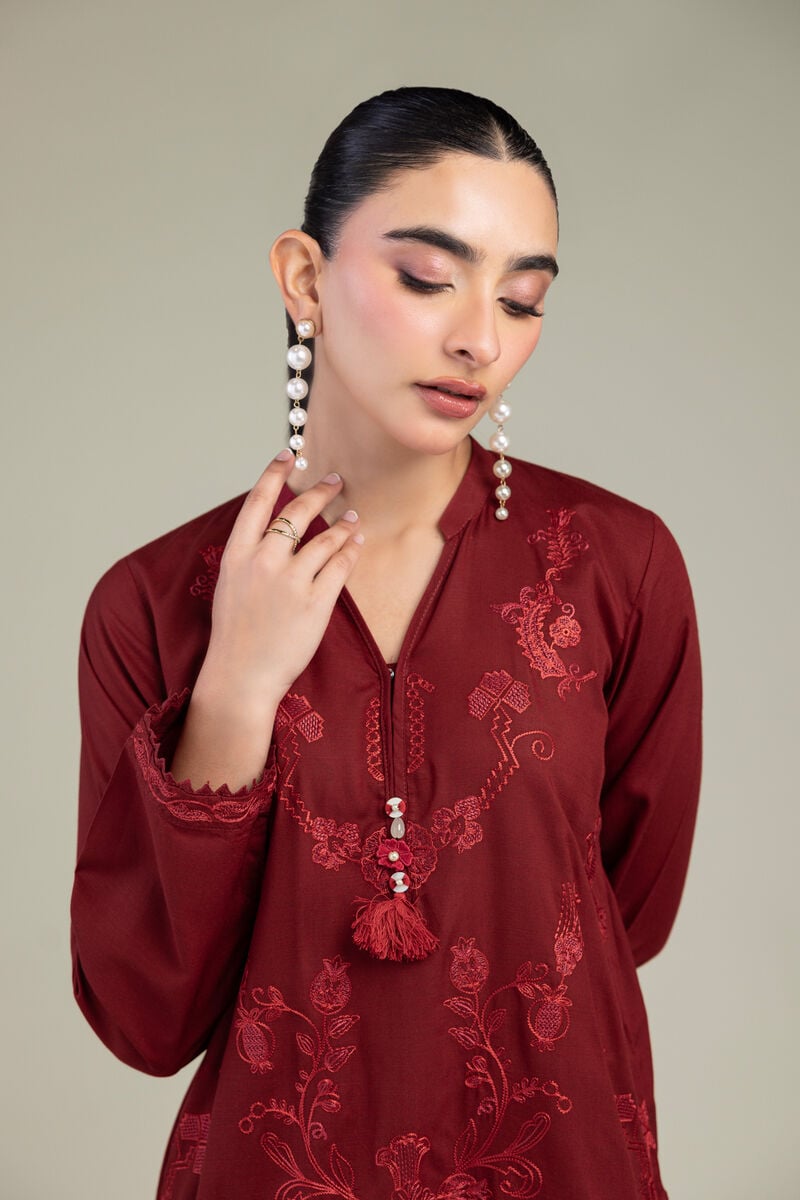 Embroidered | Raw Silk | V-Neck Silk Kurta | USD 55.00
