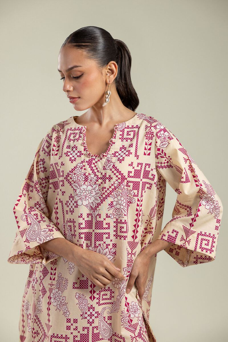 Printed | Cambric | Round V-Neck Kurta | USD 35.00