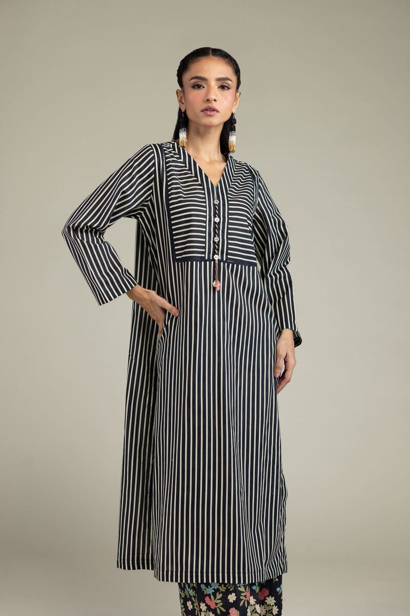 Printed | Cambric | V-Neck Longline Kurta | USD 30.00