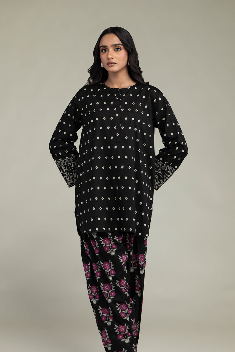 Printed | Cambric | Short Black Kurta | USD 35.00