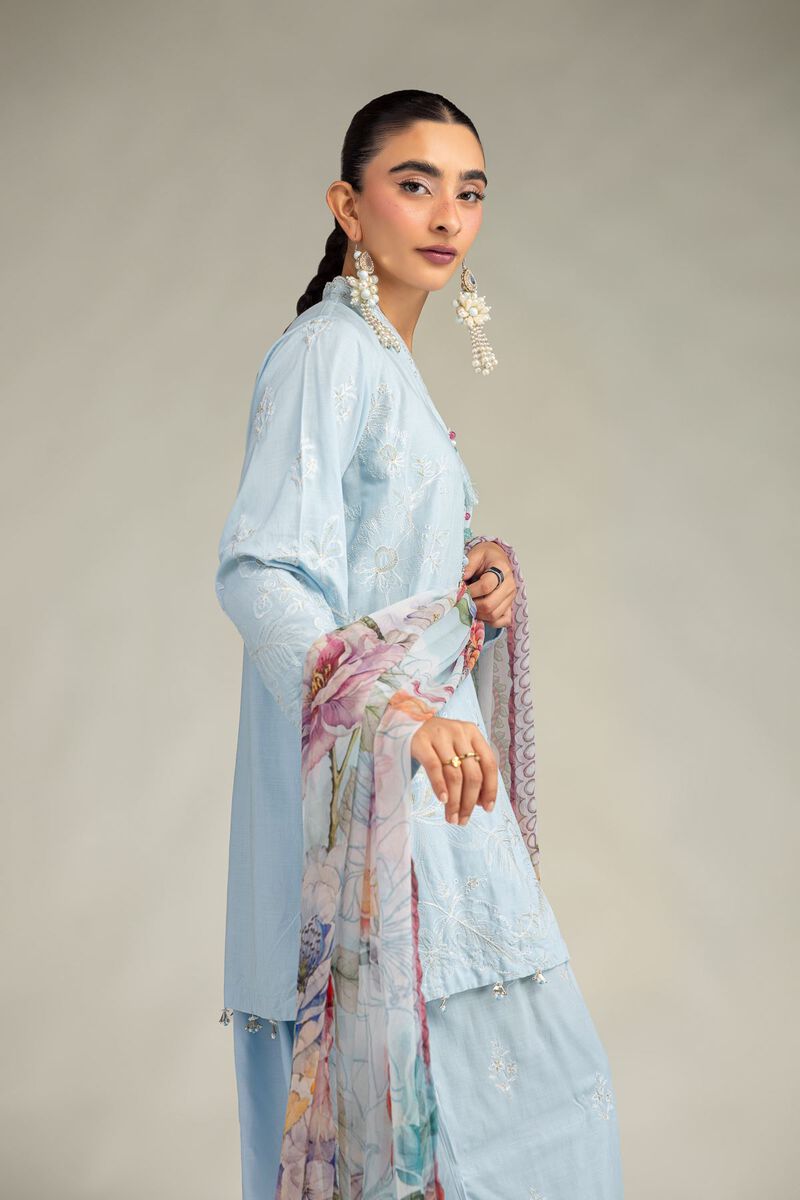 Embroidered | Mesuri | Floral Blue Dupatta | USD 30.00