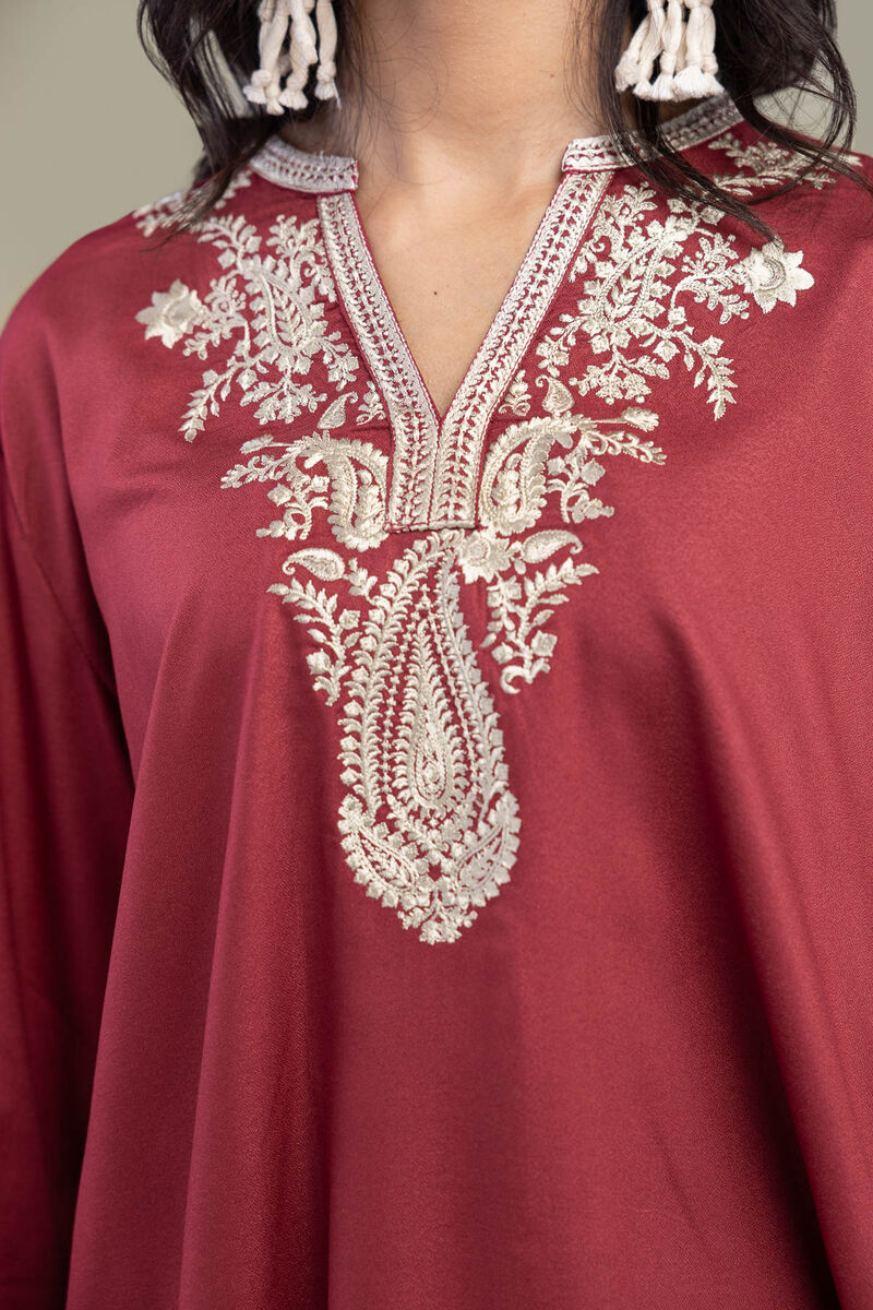 Embroidered | Viscose Crepe | Viscose V-Neck Tunic | USD 40.00