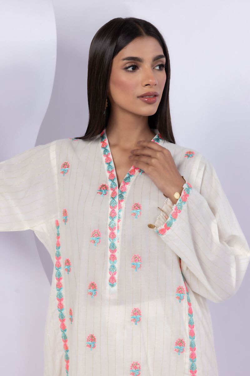 Embroidered | Lurex Stripes | Kurta | USD 20.00
