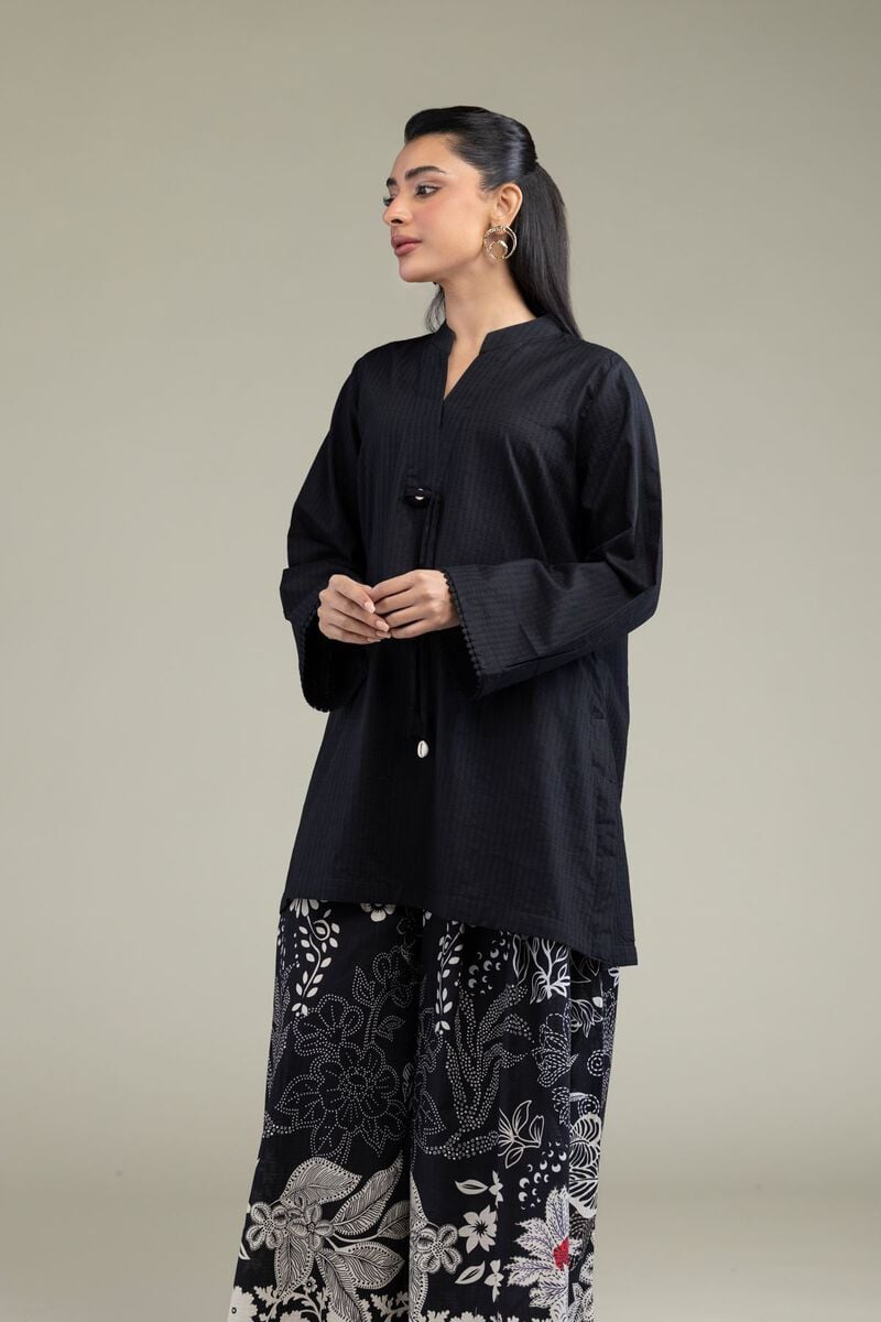 Printed | Cotton Dobby | Black Cotton Kurta | USD 30.00
