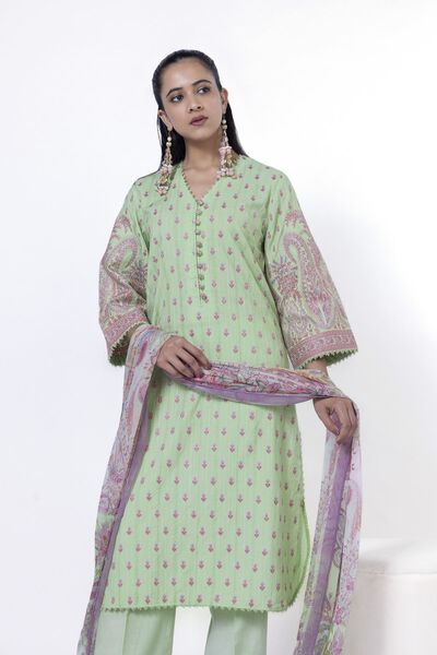 Embroidered | Textured Cotton | Tailored 3 Piece | USD 42.50