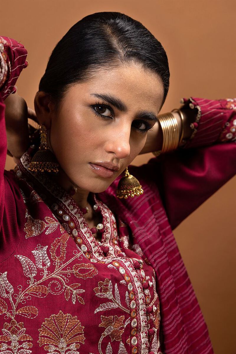 Embroidered | Dull Raw Silk | Fabrics 3 Piece | null