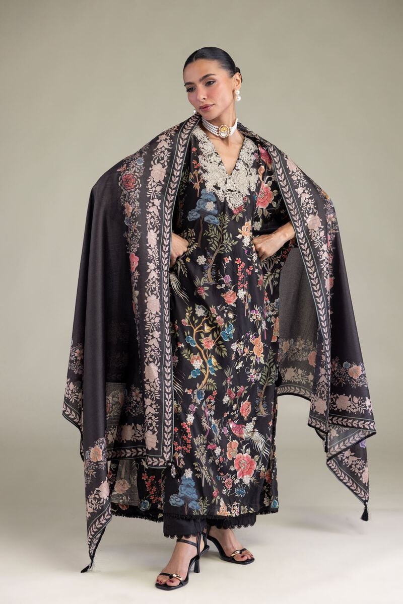 Embroidered | Raw Silk | Black Silk Pants | USD 30.00