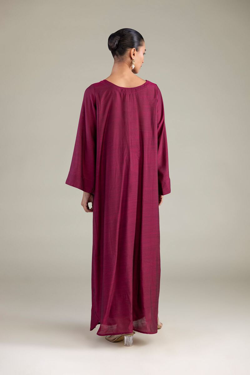 Dyed | Textured Raw Silk | Maroon Longline Kurta | USD 40.00