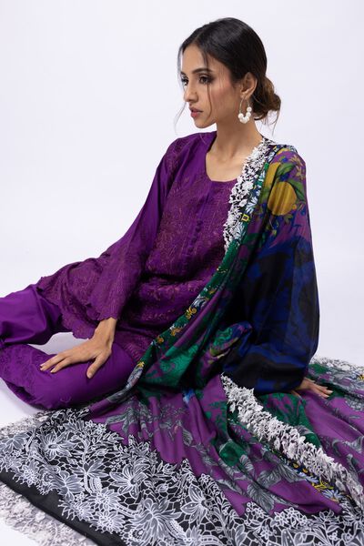 Dupatta, PURPLE, hi-res