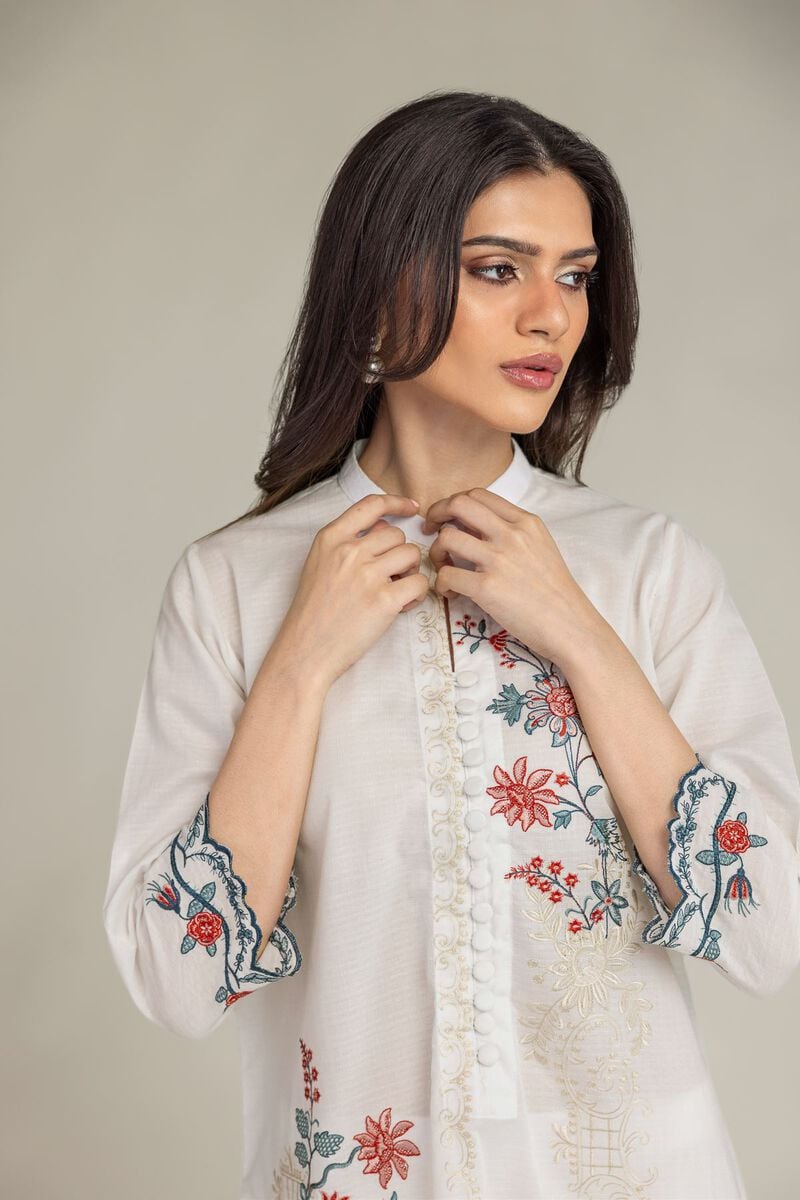 Embroidered | Cotton Dobby | Short Floral Kurta | USD 35.00