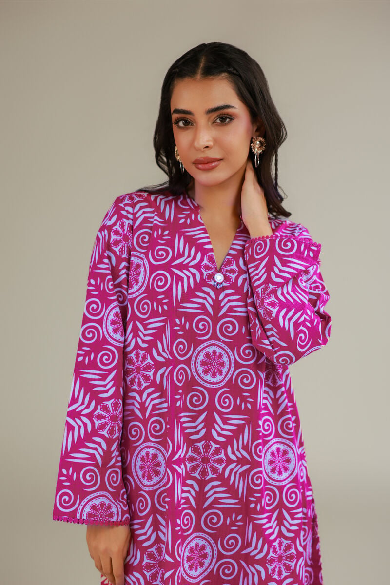 Printed | Textured Cotton | Long V-Neck Kurta | USD 15.00